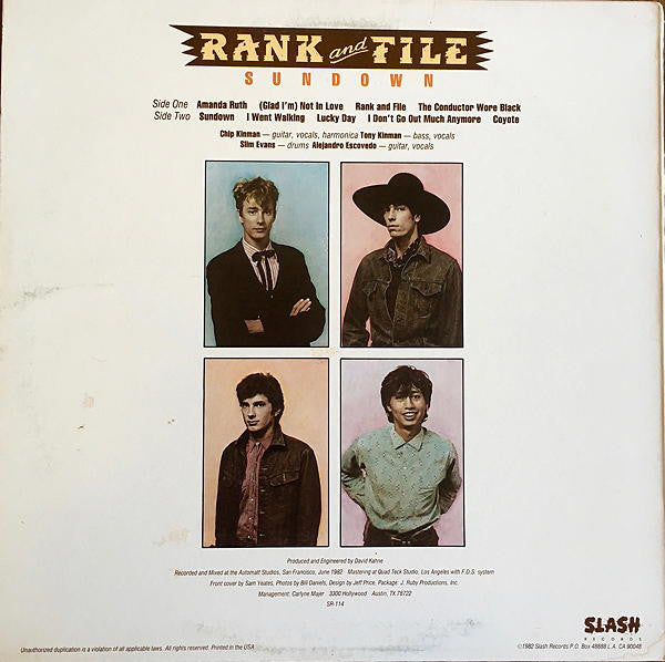 Rank And File* : Sundown (LP, Album)