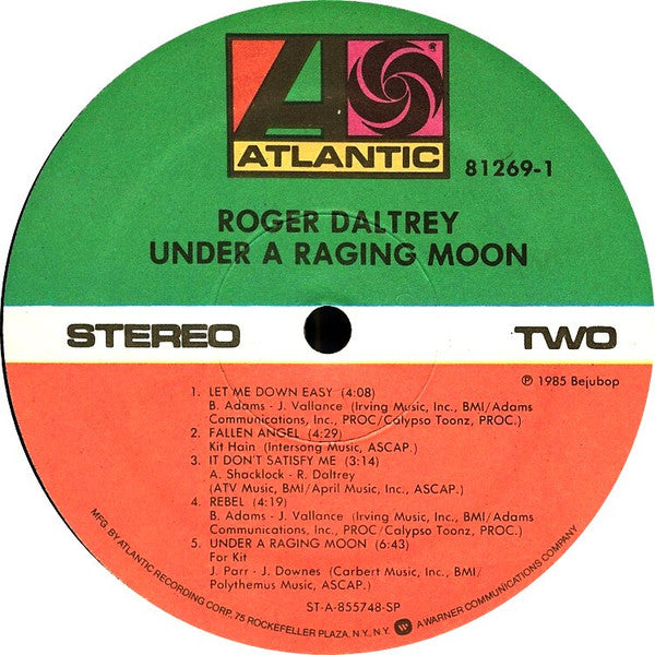 Roger Daltrey : Under A Raging Moon (LP, Album, SP )
