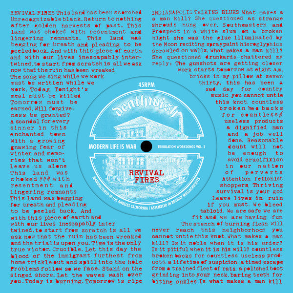 Modern Life Is War : Tribulation Worksongs Vol. 2 (7", Single, Ltd, Blu)