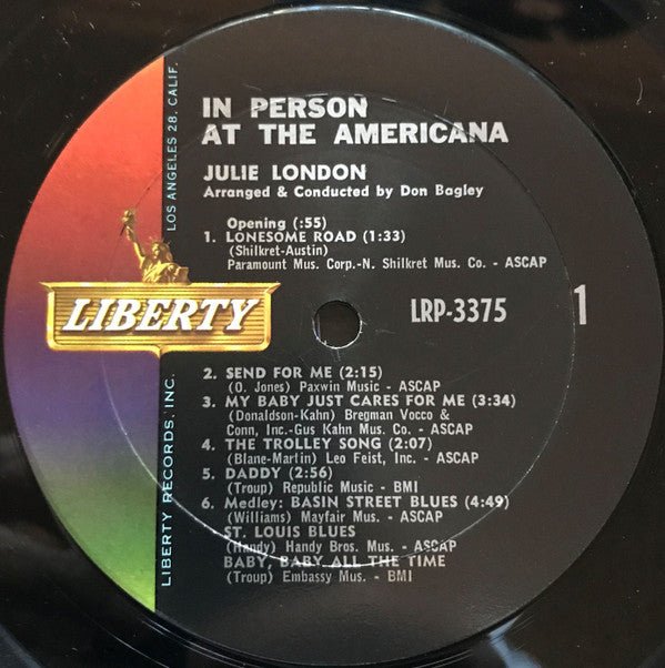 Julie London : In Person At The Americana (LP, Album, Mono, Mon)