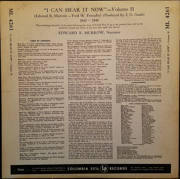 Edward R. Murrow & Fred W. Friendly : I Can Hear It Now Vol. 2 (LP, Mono)