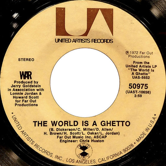 War : The World Is A Ghetto / Four Cornered Room (7", Single, Styrene)
