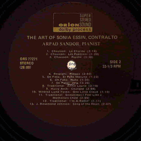Sonia Essin : The Art of Sonia Essin (LP)