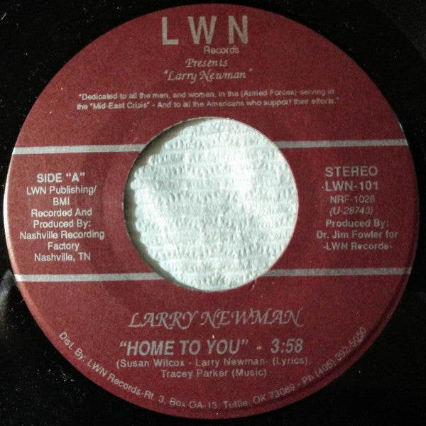 Larry Newman (2) : Home To You (7", Single)