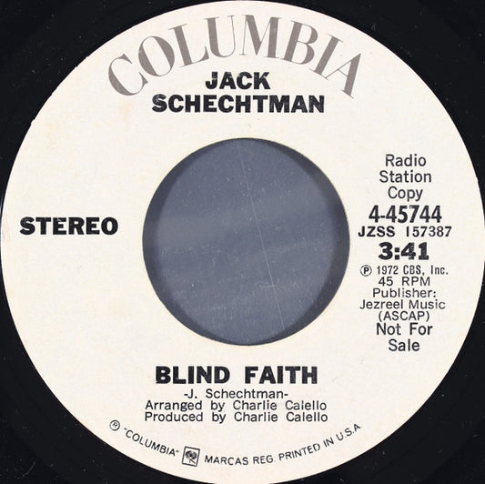 Jack Schechtman : Blind Faith (7", Mono, Promo, Styrene)
