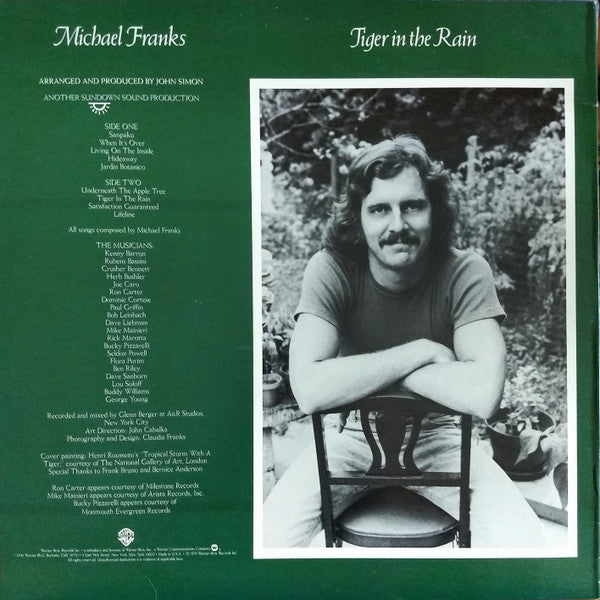 Michael Franks : Tiger In The Rain (LP, Album, RP, Win)