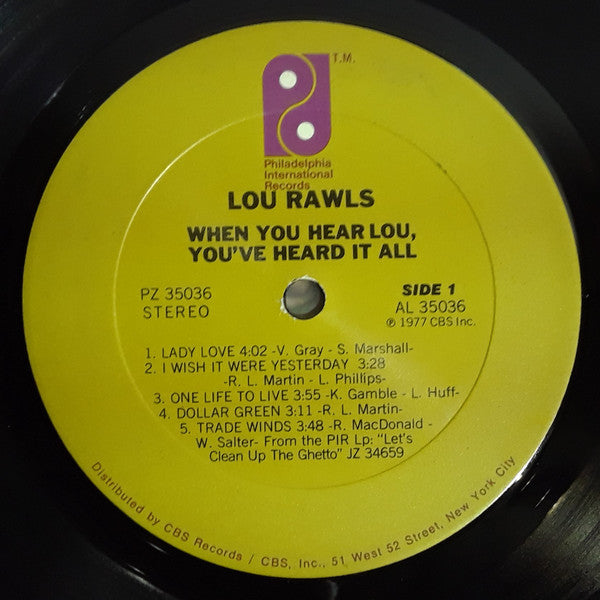 Lou Rawls : When You Hear Lou, You've Heard It All (LP, Album)
