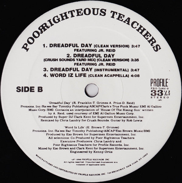 Poor Righteous Teachers : Word Iz Life / Dreadful Day (12", Single)