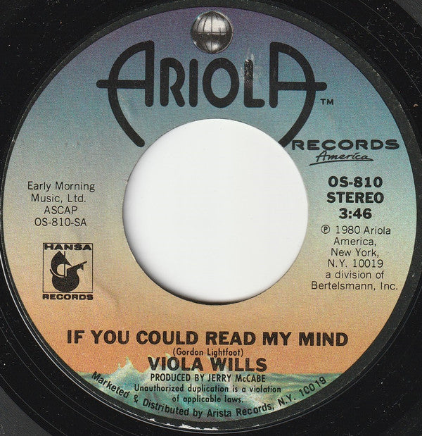 Viola Wills : If You Could Read My Mind / Somebody's Eyes (7", Single, Styrene, Pit)