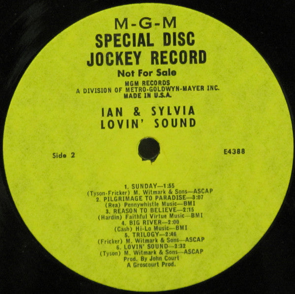 Ian & Sylvia : Lovin' Sound (LP, Album, Mono, Promo, Yel)