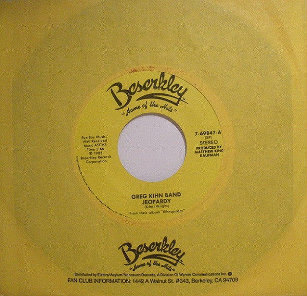 Greg Kihn Band : Jeopardy (7", Single, SP )
