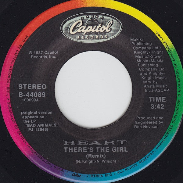 Heart : There's The Girl (7", Single, Spe)