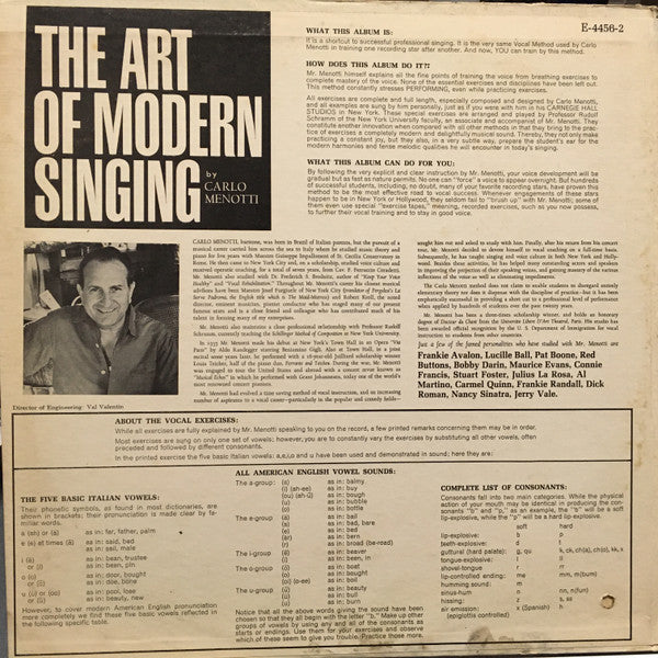 Carlo Menotti : The Art Of Modern Singing (2xLP, Gat)