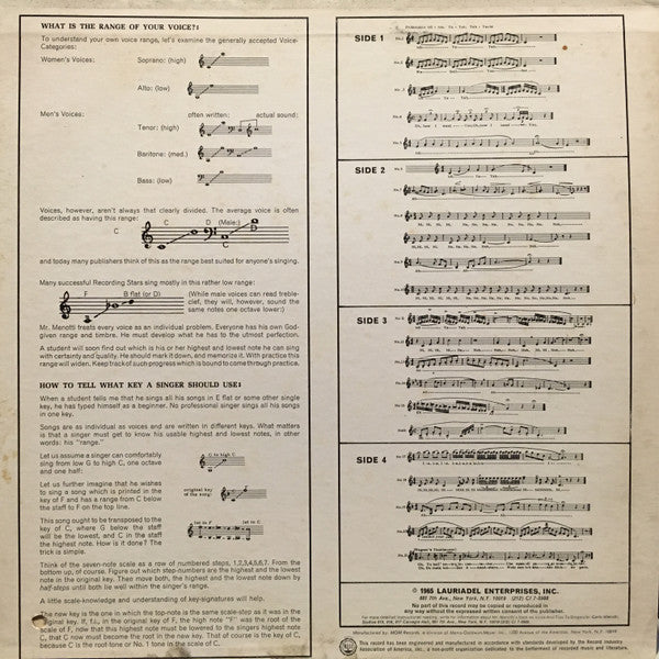 Carlo Menotti : The Art Of Modern Singing (2xLP, Gat)