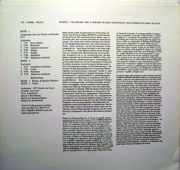 Martinu*, Philippe Muller, Ralf Gothoni* : Cellowerke 2 (LP)