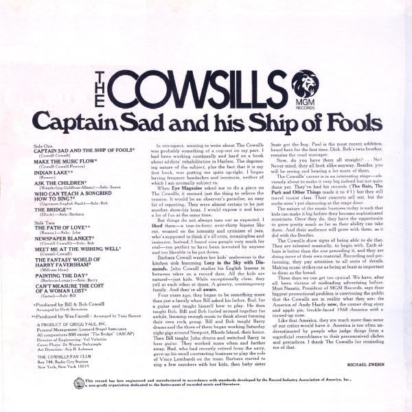 The Cowsills : Captain Sad And His Ship Of Fools (LP, Album, MGM)