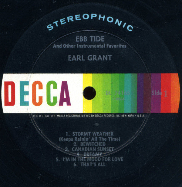 Earl Grant : Ebb Tide And Other Instrumental Favorites (LP, Album, Pin)