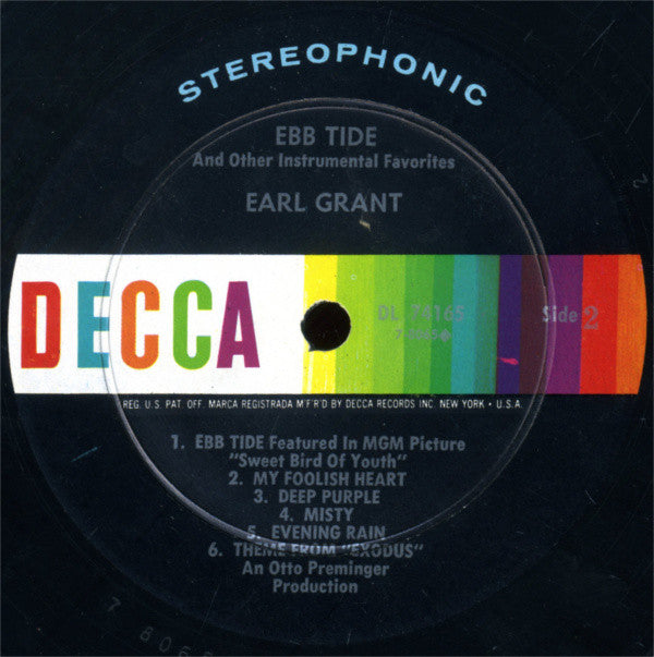 Earl Grant : Ebb Tide And Other Instrumental Favorites (LP, Album, Pin)