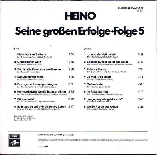Heino : Seine Großen Erfolge Folge 5 (LP, Comp, Club)