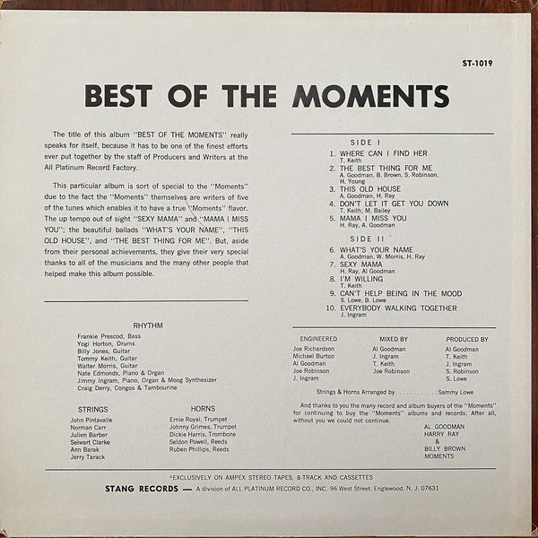The Moments : The Best Of The Moments (LP, Album)