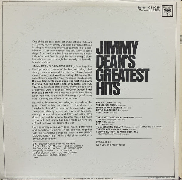 Jimmy Dean : Greatest Hits (LP, Comp, Pit)