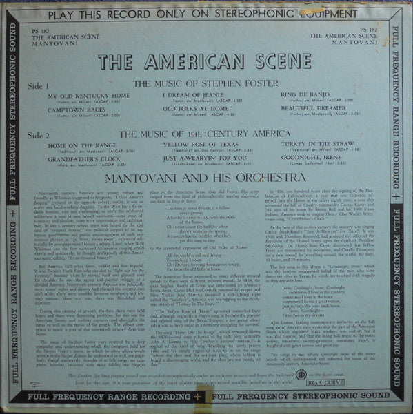 Mantovani And His Orchestra : The American Scene (LP)