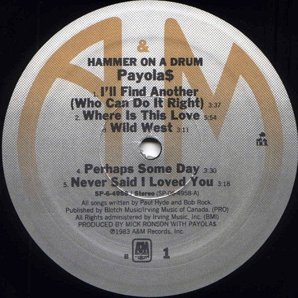 Payola$ : Hammer On A Drum (LP, Album, Ele)