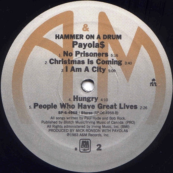 Payola$ : Hammer On A Drum (LP, Album, Ele)