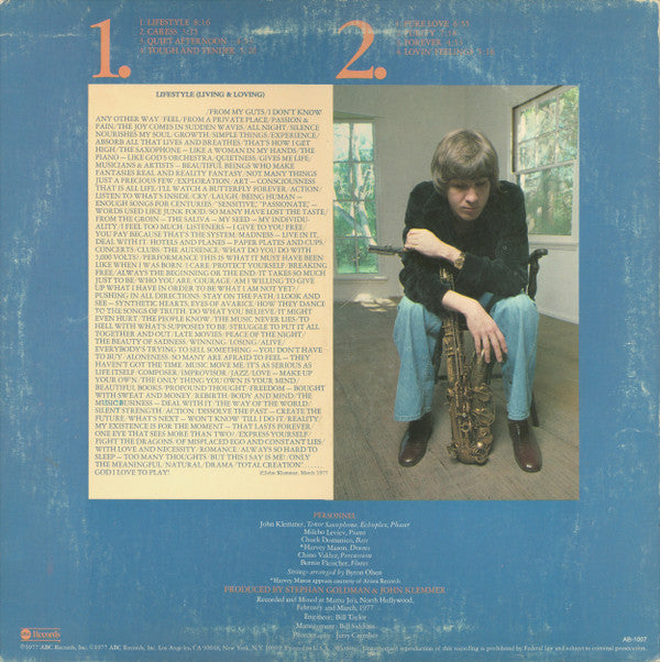 John Klemmer : Lifestyle (Living And Loving) (LP, Album, San)