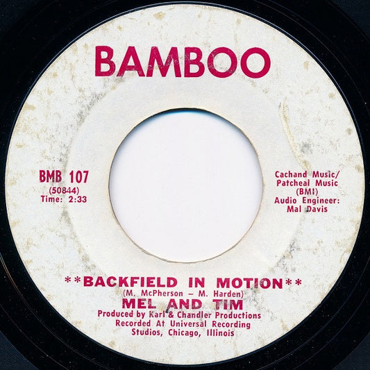 Mel And Tim* : Backfield In Motion / Do Right Baby (7", Single, Ter)