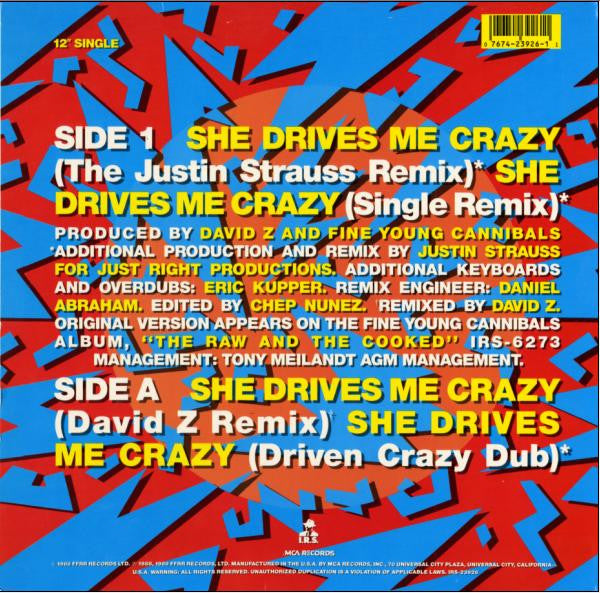 Fine Young Cannibals : She Drives Me Crazy (VG+) – Square Cat Vinyl