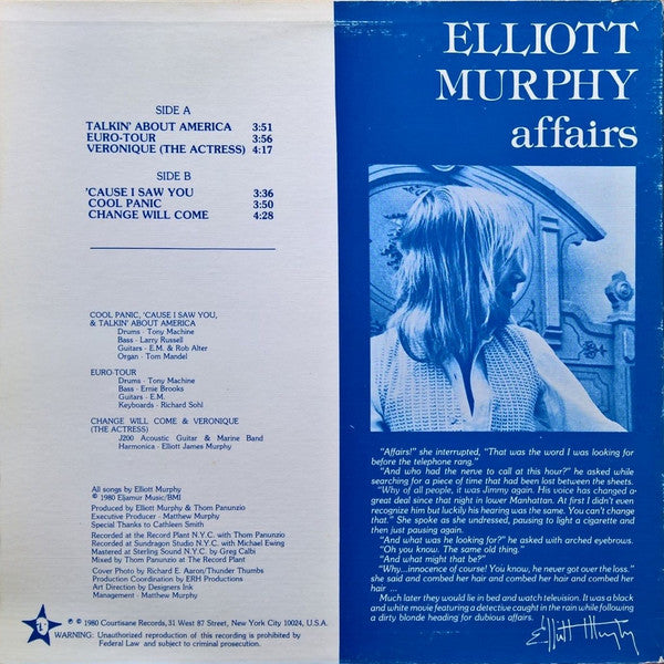 Elliott Murphy : Affairs (12", MiniAlbum)