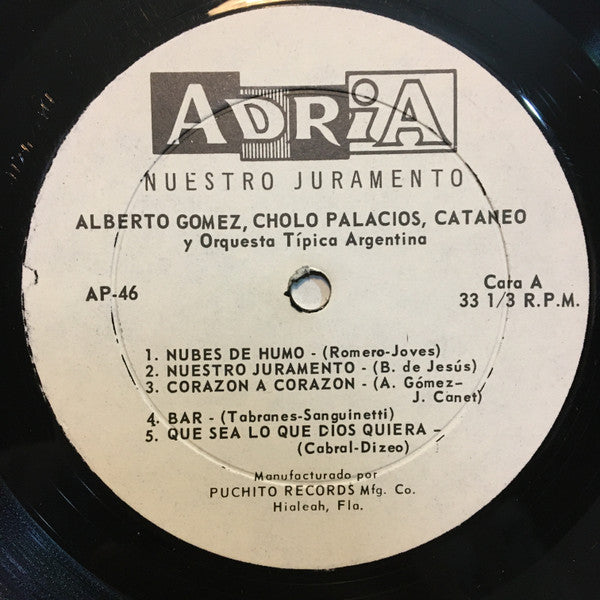 Alberto Gómez, Cholo Palacios, Pancho Cataneo y Orquesta Típica Argentina : Nuestro Juramento  (LP)