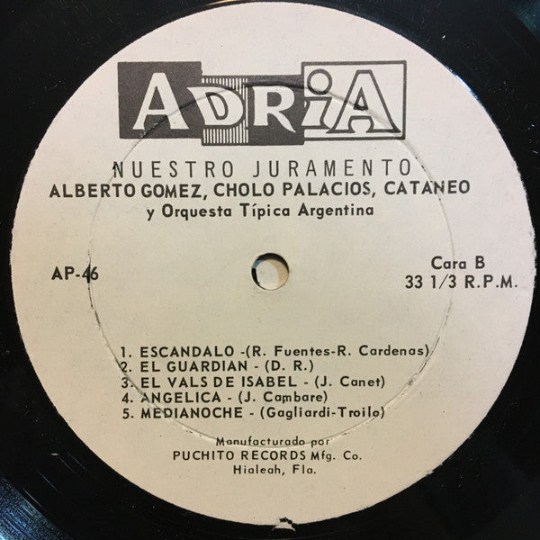 Alberto Gómez, Cholo Palacios, Pancho Cataneo y Orquesta Típica Argentina : Nuestro Juramento  (LP)