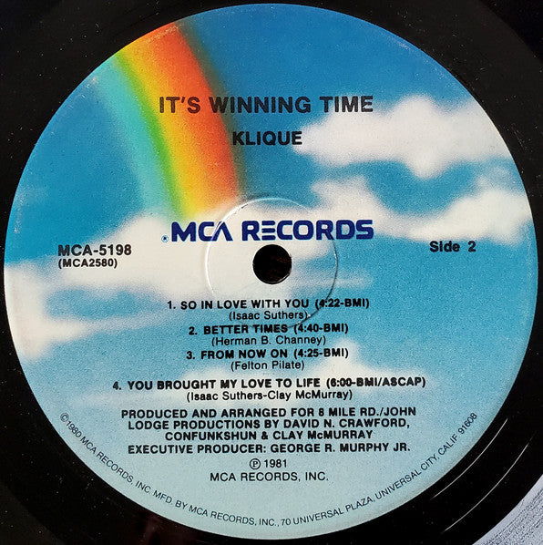 Klique : It's Winning Time (LP, Album, Pin)