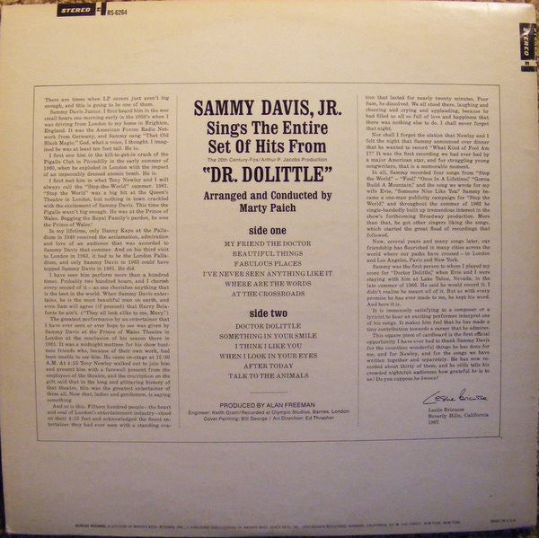 Sammy Davis Jr. : Sings The Complete "Dr. Dolittle" (LP)