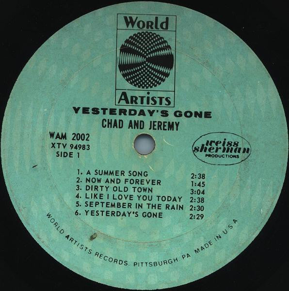 Chad & Jeremy : Yesterday's Gone (LP, Album, Mono)