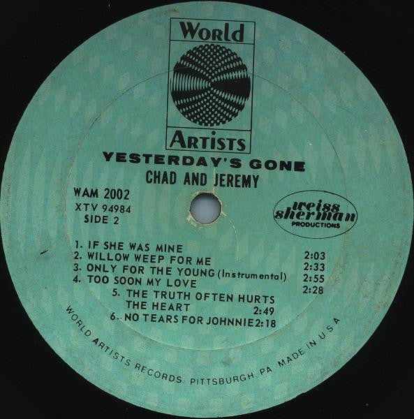 Chad & Jeremy : Yesterday's Gone (LP, Album, Mono)