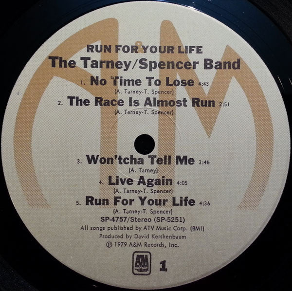 The Tarney/Spencer Band : Run For Your Life (LP, Album)