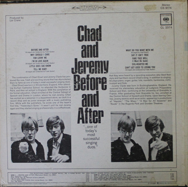 Chad & Jeremy : Before And After (LP, Album, San)