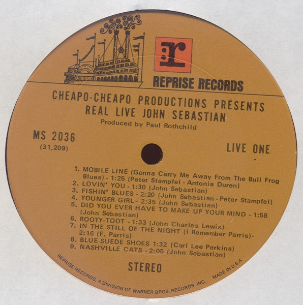 John Sebastian : Cheapo-Cheapo Productions Presents Real Live (LP, Album, Ter)