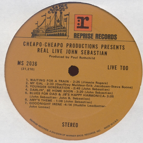 John Sebastian : Cheapo-Cheapo Productions Presents Real Live (LP, Album, Ter)