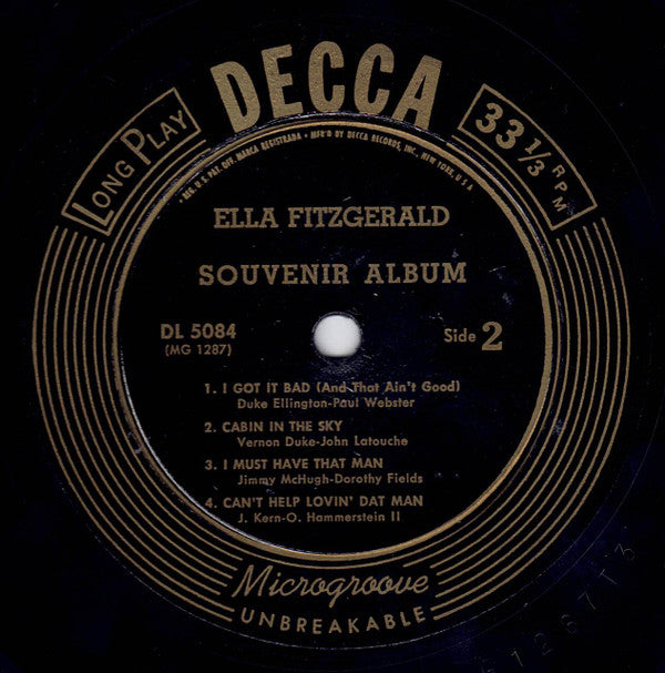 Ella Fitzgerald : Souvenir Album (10", Album, Bri)