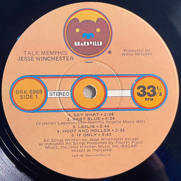 Jesse Winchester : Talk Memphis (LP, Album, Win)