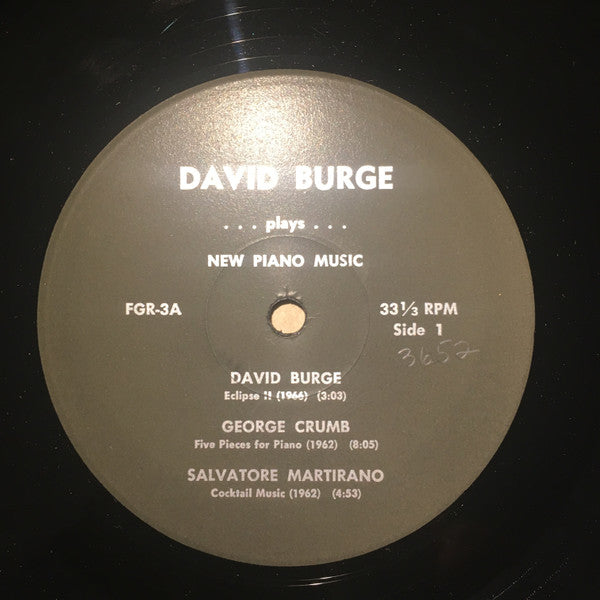 David Burge : David Burge Plays New Piano Music (LP)