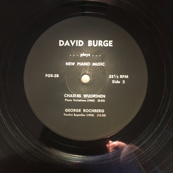 David Burge : David Burge Plays New Piano Music (LP)