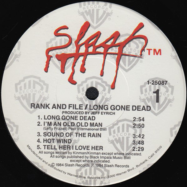 Rank And File* : Long Gone Dead (LP, Album, Win)