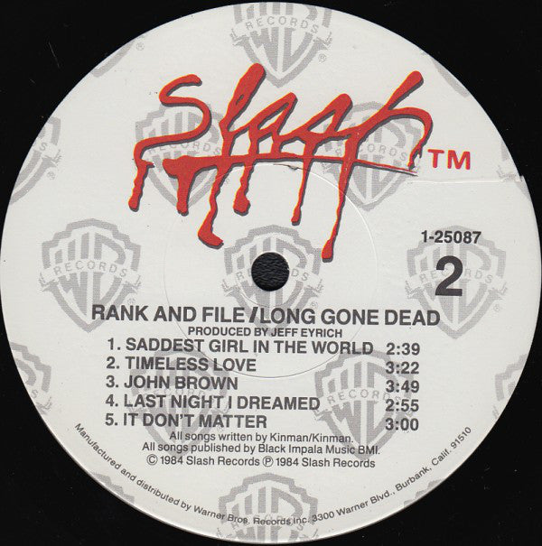 Rank And File* : Long Gone Dead (LP, Album, Win)