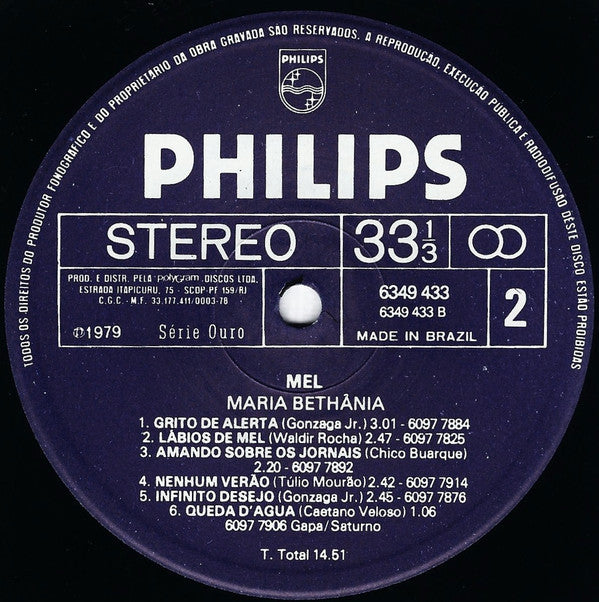Maria Bethania* : Mel (LP, Album)