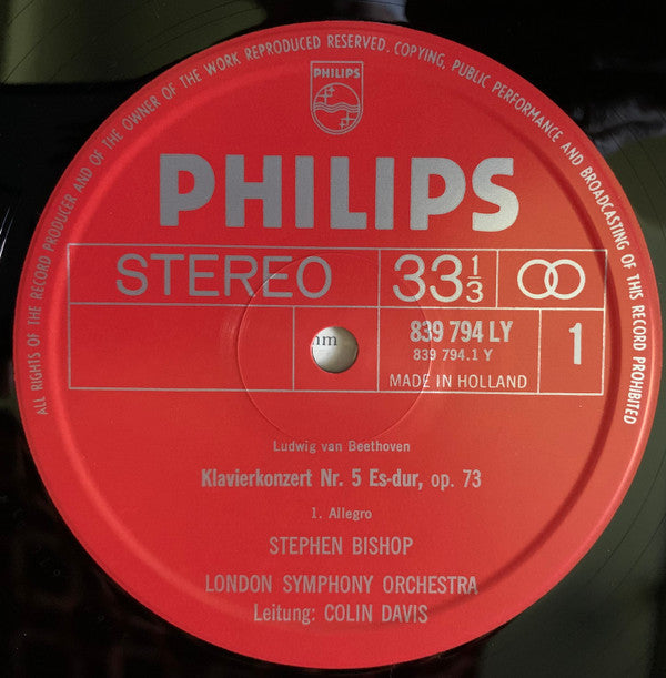 Beethoven*, Stephen Bishop*, London Symphony Orchestra, Colin Davis* : Piano Concerto No. 5 (<<Emperor>>) (LP)